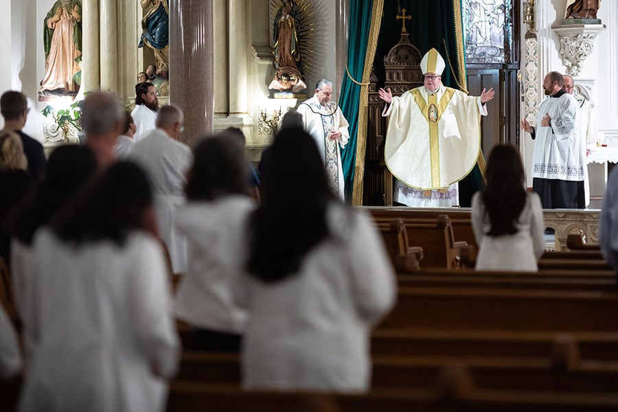 Bishop Olson gives a blessing